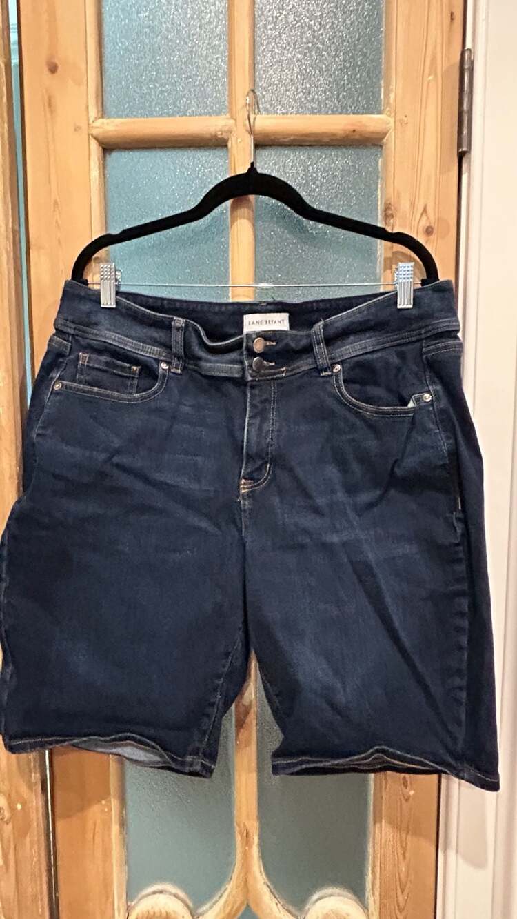 Lane Bryant Denim Shorts Size 16 Dark Wash Bermuda Jean Shorts